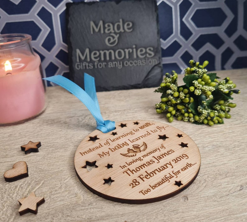 Beautiful Personalised Baby memorial Bauble ornament, lovely item to remember a lost child. Beautiful gift, for anniversary of death memory image 3