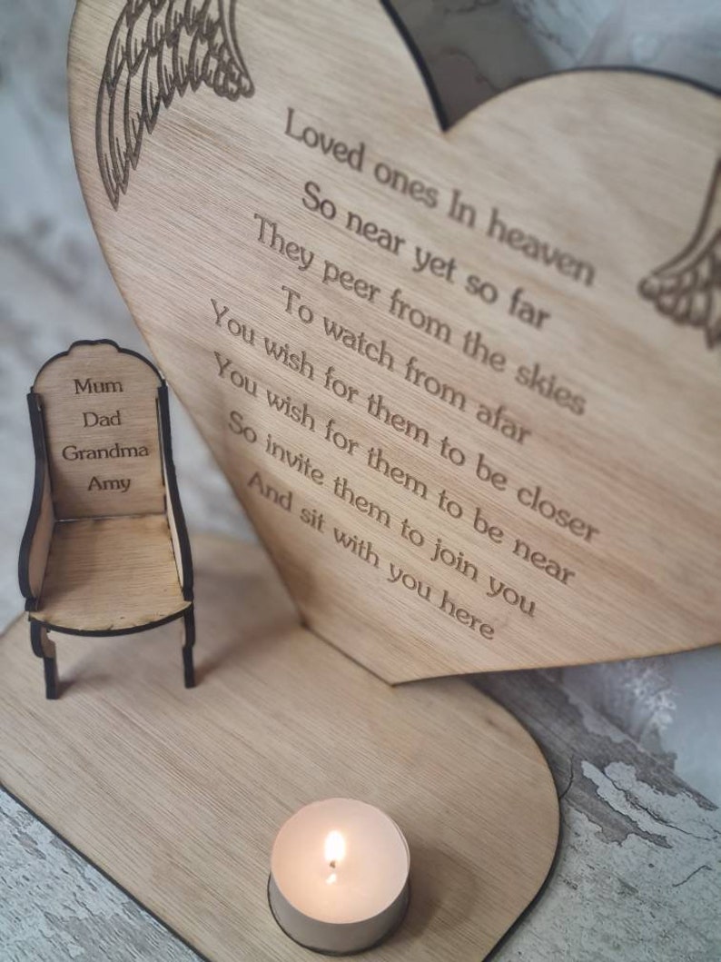 Personalised rememberance candle ornament to remember loved ones, great gift, present, bereavement chair, candle holder, angel love heart zdjęcie 3