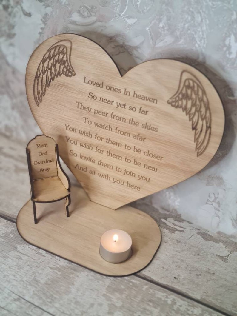 Personalised rememberance candle ornament to remember loved ones, great gift, present, bereavement chair, candle holder, angel love heart zdjęcie 6