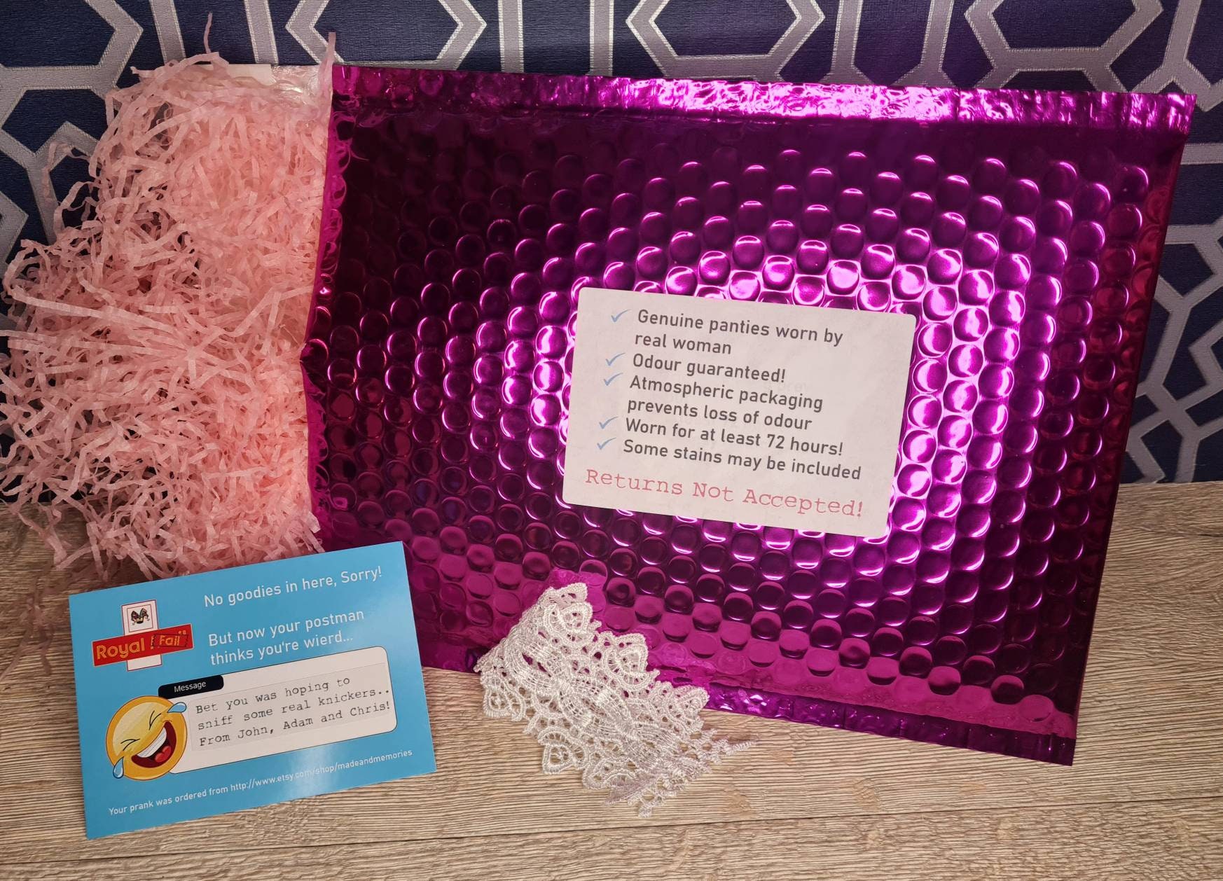 Pantie Sniff Prank Sent Direct to Victims Door Panty Knicker