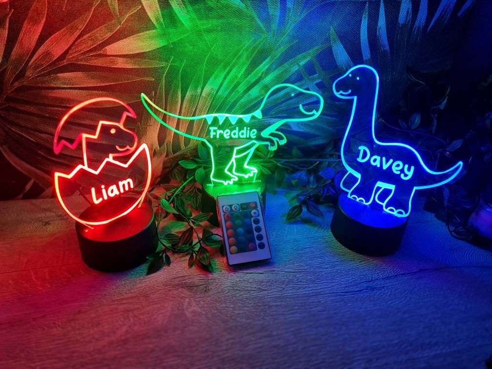 lumière personnalisée de changement couleur dinosaure - led chambre à coucher lumière nuit lampe d'illusion éclairage d'ambiance