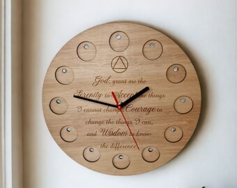 Serenity Prayer Recovery Token Display Clock - Chips
