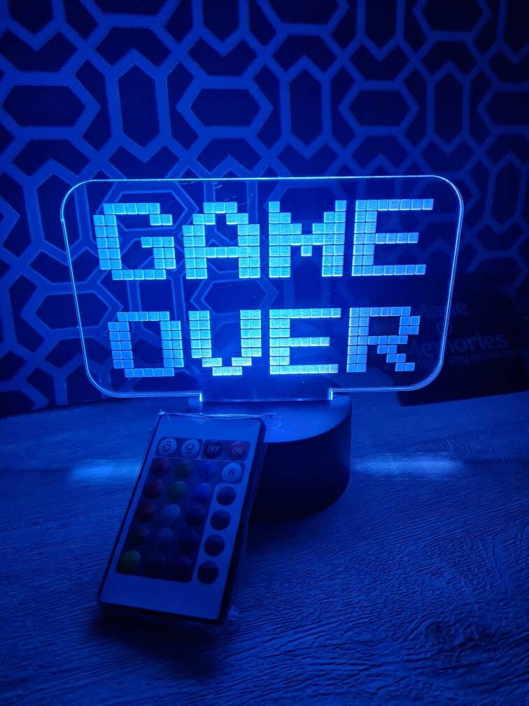 GAME OVER Lamp - LED - Man Cave - Gaming Night Light - Illusion