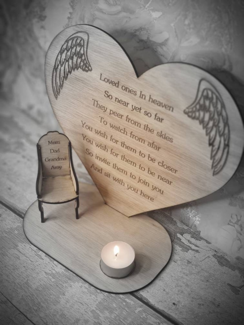 Personalised rememberance candle ornament to remember loved ones, great gift, present, bereavement chair, candle holder, angel love heart zdjęcie 5