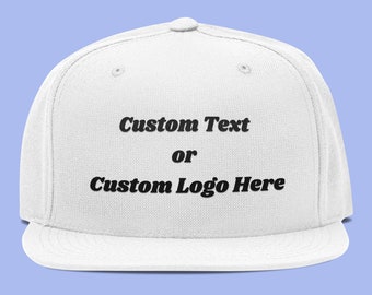 Custom Hat - Custom Embroidered Hat - Unisex Flat Bill Snapback Cap - Multiple Colors, Get your logo embroidered on a hat! - NO Minimums
