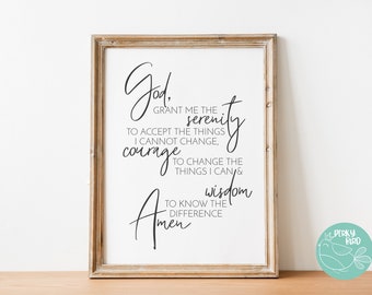Serenity Prayer - Simple Recovery Prayer - Minimalist Inspirational Quote Wall Art Printable (INSTANT DOWNLOAD)