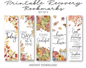 Printable Recovery Bookmarks - Fall-Themed AlAnon & 12-Step Slogans