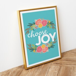 Choose Joy Encouraging, Motivational Teal Printable Growth Mindset Wall Art Printable INSTANT DOWNLOAD image 2