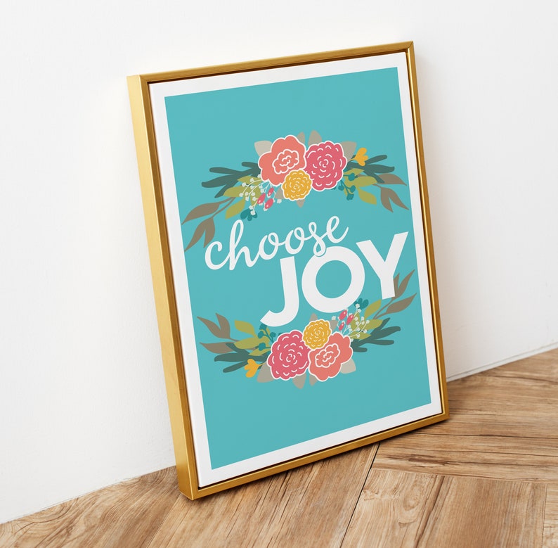 Choose Joy Encouraging, Motivational Teal Printable Growth Mindset Wall Art Printable INSTANT DOWNLOAD image 2