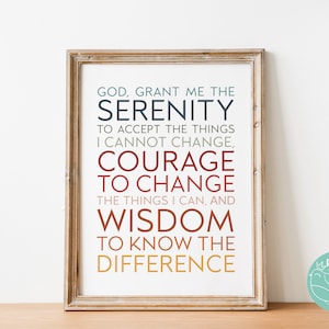 Serenity Prayer - Simple Genesung Gebet - Slogan Zitat Wall Art Printable - Mental Health Wachstum Mindset Poster (INSTANT DOWNLOAD)