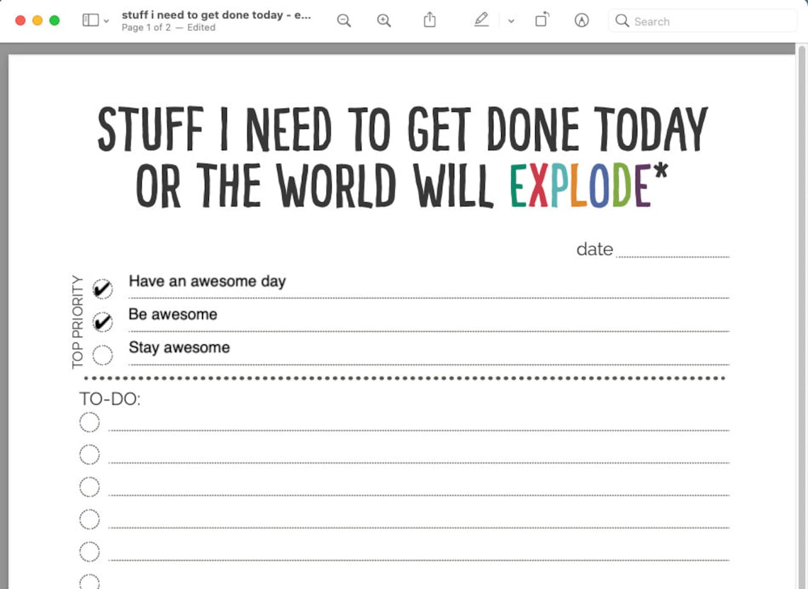 Funny To-Do Checklist Printable Editable PDF INSTANT - Etsy.de