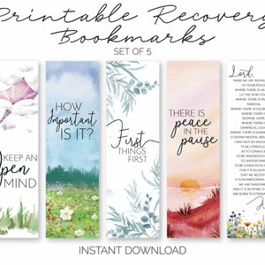 Printable Recovery Bookmarks - AlAnon, CoDA, & 12-Step Program Slogans and Quotes - Set of 5 - Sobriety Gift for Women (INSTANT DOWNLOAD)