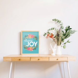 Choose Joy Encouraging, Motivational Teal Printable Growth Mindset Wall Art Printable INSTANT DOWNLOAD image 3