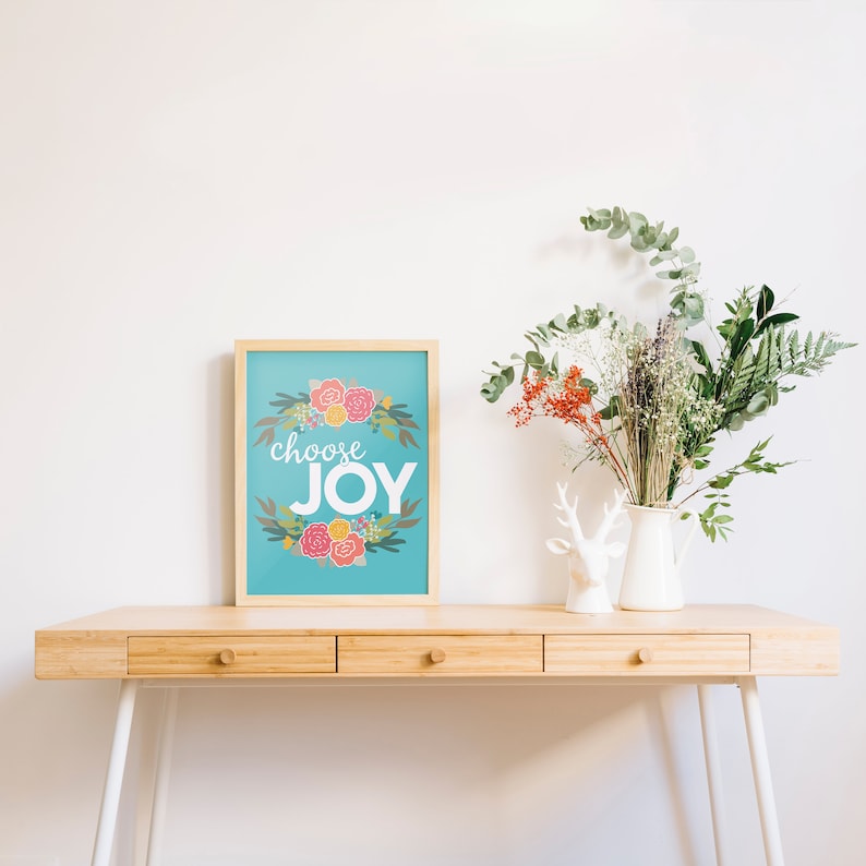 Choose Joy Encouraging, Motivational Teal Printable Growth Mindset Wall Art Printable INSTANT DOWNLOAD image 3