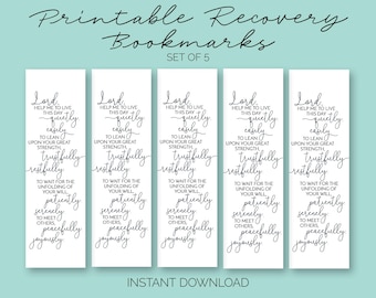 Printable St. Francis Morning Prayer Bookmarks -Recovery Prayers - Set of 5 - Sobriety Gift for Women (INSTANT DOWNLOAD)