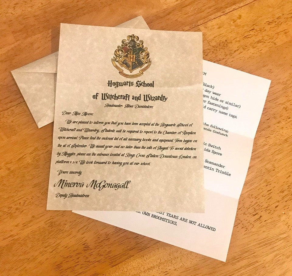 Harry Potter Hogwarts Acceptance Letter Personalized – Store