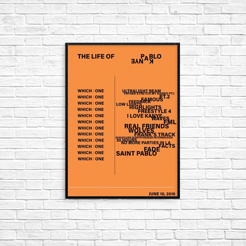 Kanye West The Life Of Pablo Album Art Poster Etsy