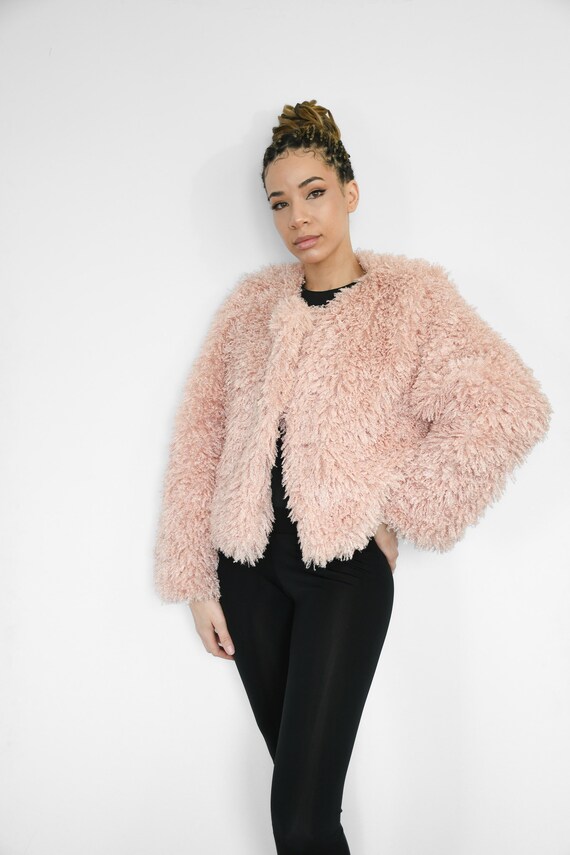 Fluffy and Furry Pink Faux Fur Jacket - Etsy