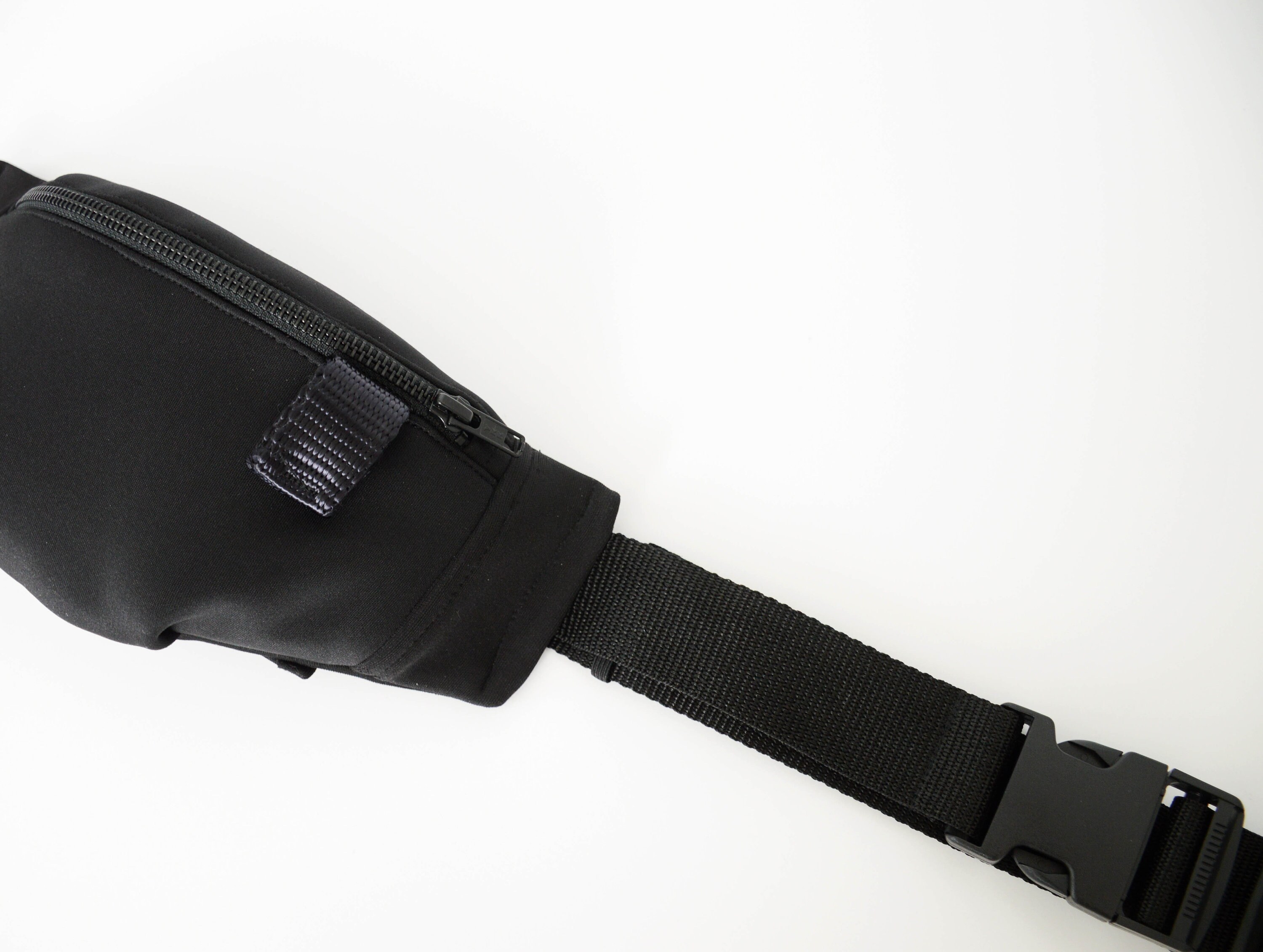 Fanny Pack, Black Neoprene, Unisex, Hip Bag, Bum Bag, Sleek Fanny Pack, Faux Leather, Chic Fanny