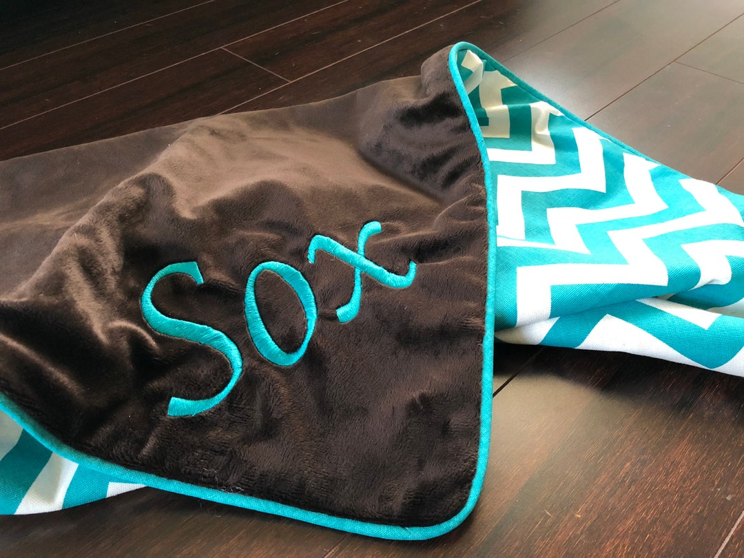 Teal & Brown Personalized Baby Blanket Chevron Baby Blanket Etsy