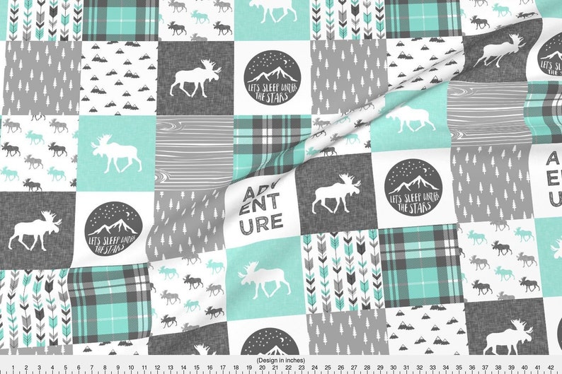 Teal and Grey Moose Baby Blanket Woodland Baby Blanket Etsy