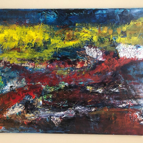 Abstract shops Landscape 16”x20”/Mixed media collage