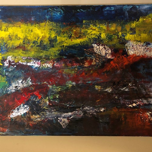 Abstract shops Landscape 16”x20”/Mixed media collage