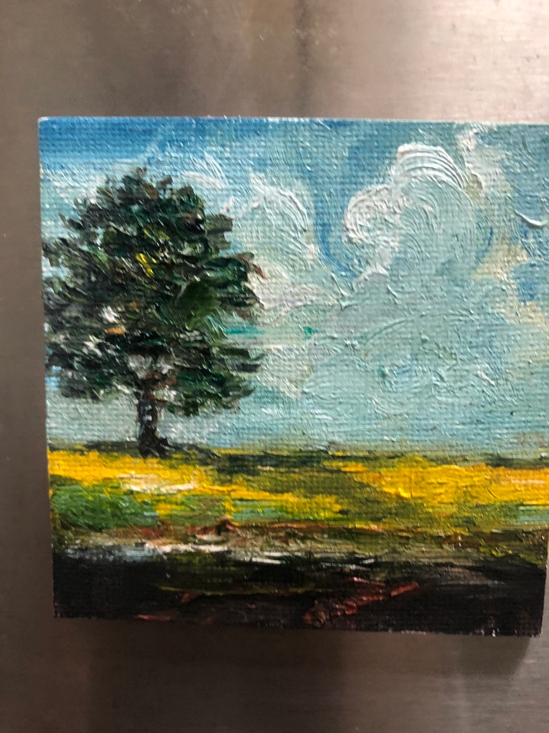 Landscape Painting Mini Canvas Cute Fridge 3x3oil on Canvas
