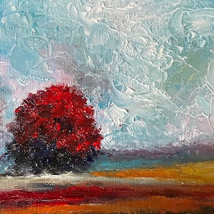 Fall landscape painting/Mini canvas board /original abstract landscape oil painting/Dare to dream/ 7”x5” Abstract impressionist painting