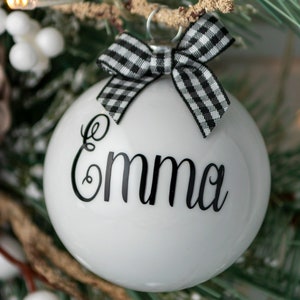 Customized Name Christmas Ornaments, Buffalo Plaid Christmas Ornaments, Personalized Christmas Ornaments