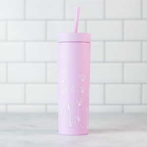 Skinny Pastel Tumbler, Personalized Pastel Tumbler, Wildflower Pastel Tumbler, Customized Pastel Tumbler,  Pastel Tumbler