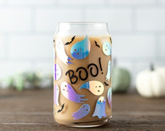 Halloween Beer Can Glass, Coffee Can Glass, Custom Beer Can Glass, Iced Coffee Glass, Fall Glass, Fall Coffee Cup, Iced Coffee Cup
