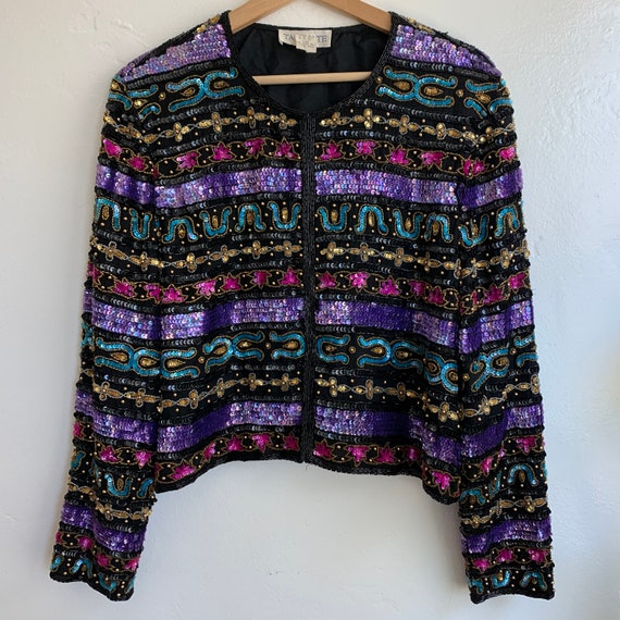Vintage sequin cropped horseshoe blazer