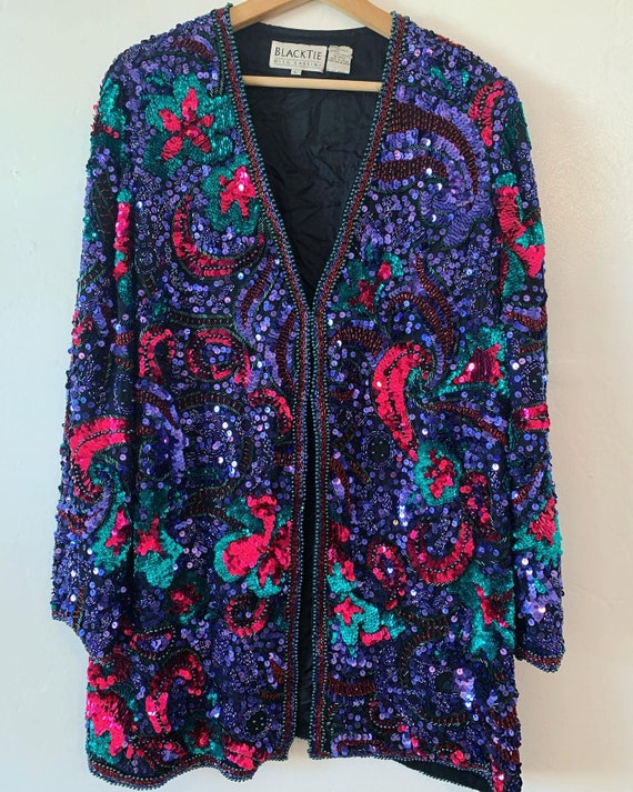Amazing colorful sequin long blazer