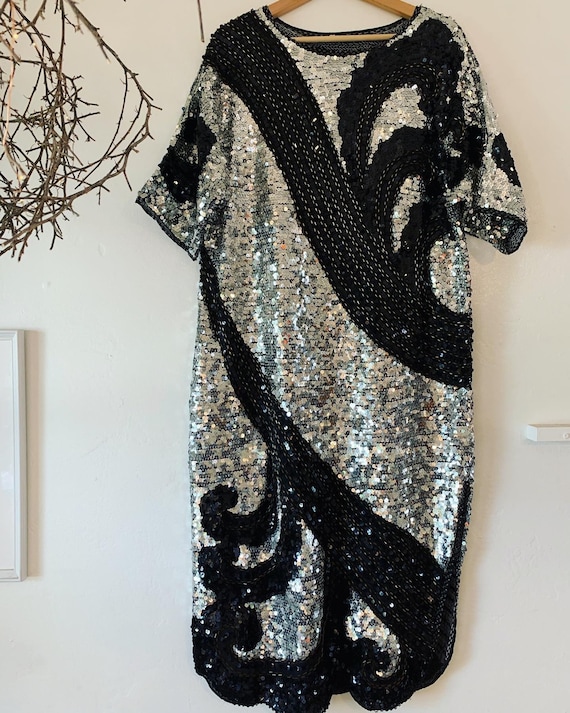 Metallic oversized sequin dress