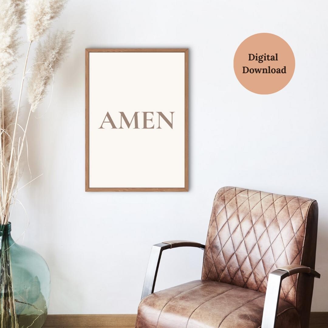 Amen | Christian Wall Art | Bible Verse Print | Minimal Scripture Decor ...