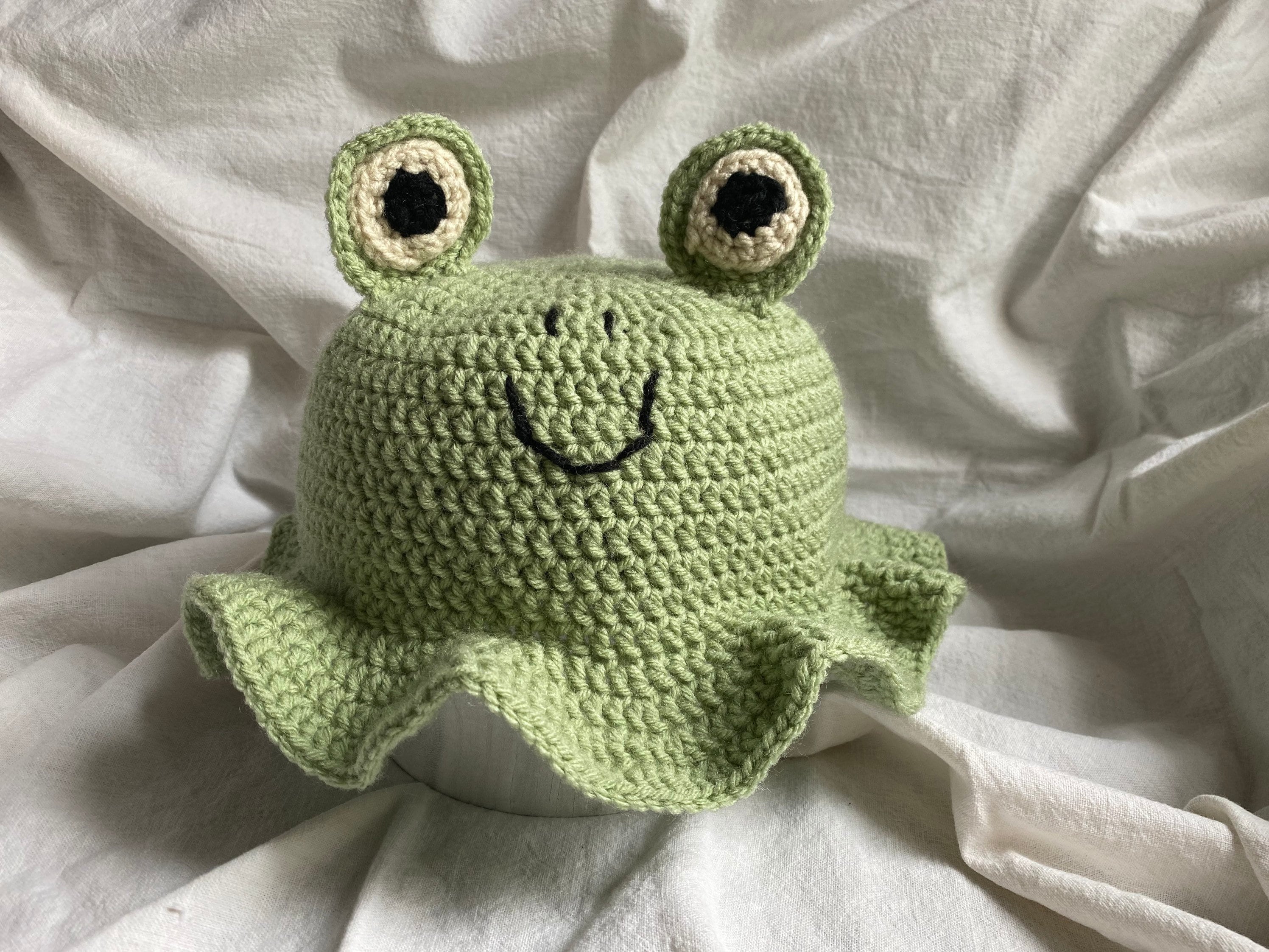 Cute Frog Bucket Hat Crochet Handmade Cottagecore Aesthetic Etsy ...