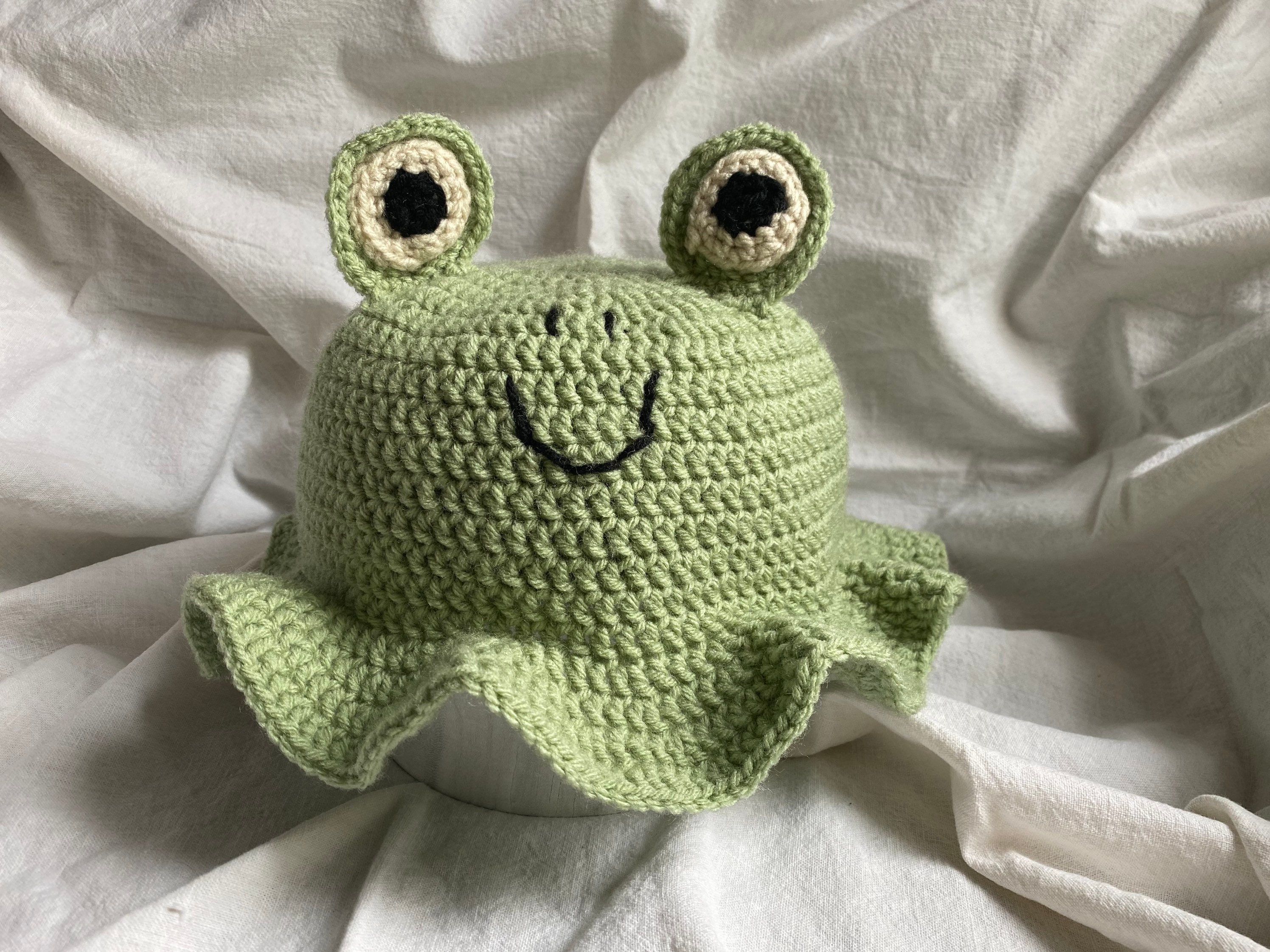 Cute Frog Bucket Hat Crochet Handmade Cottagecore Aesthetic Etsy