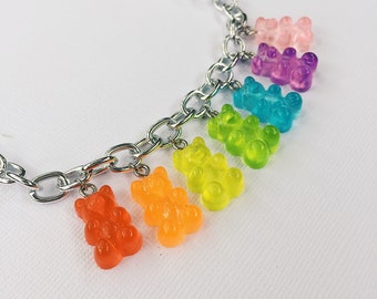 Rainbow Gummy Bear Necklace | Y2K Style | Choker Chain