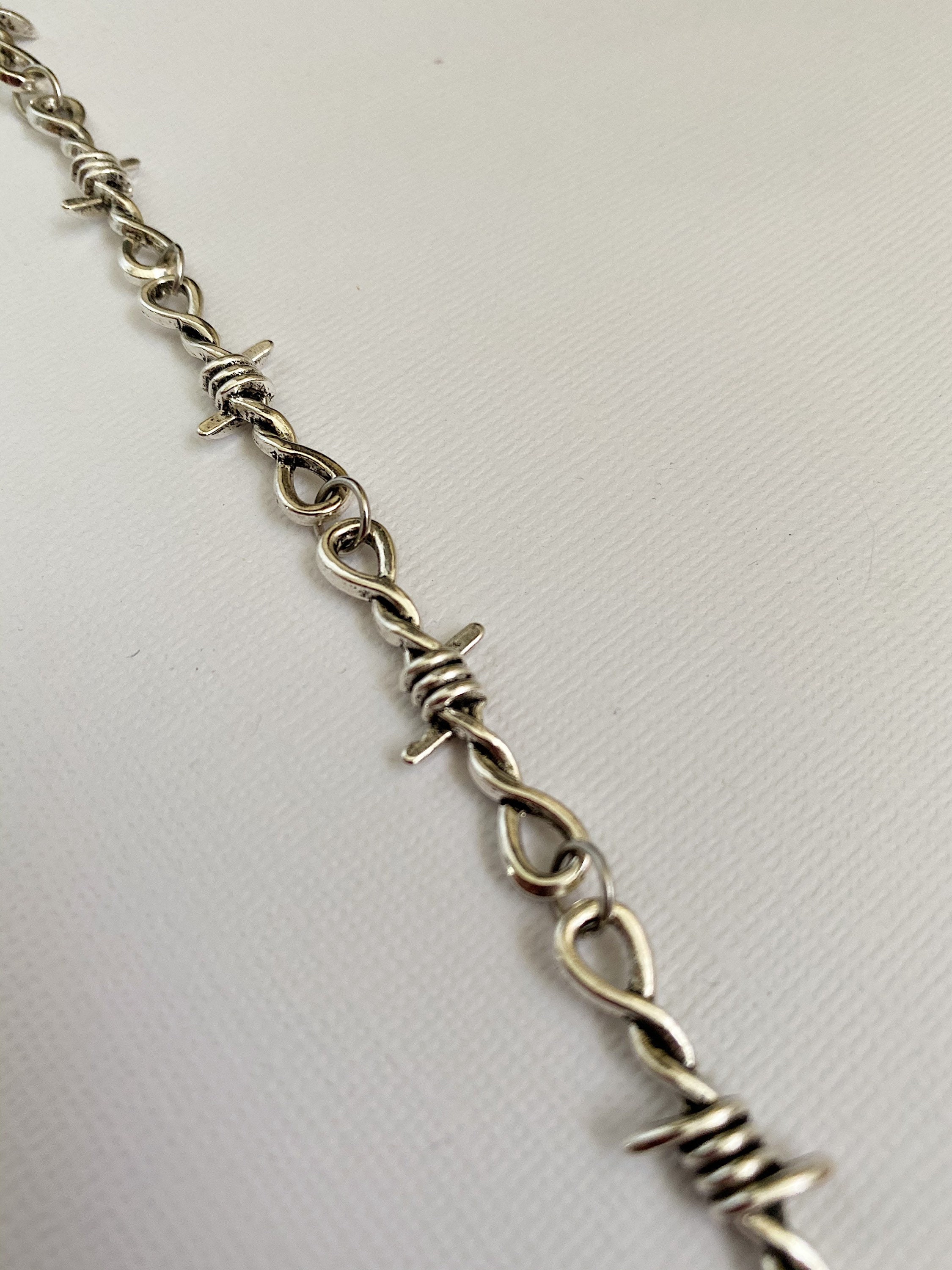 Barbed Wire Choker Necklace Y2K Style Silver Chain Etsy