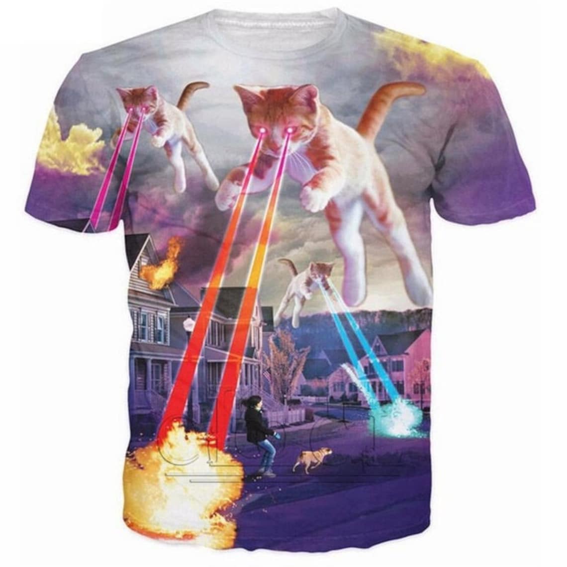 Cat laser funny shirt t shirt top Unisex Warm cool fashion Etsy