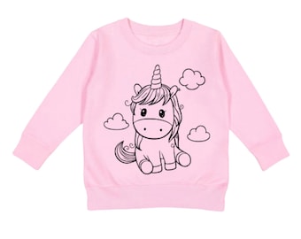 Pink Girly Unicorn Pullover, Cozy sweatshirt for toddlers, Perfect gift for little birthay girl