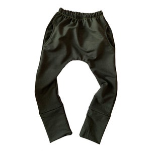 Olive Green Boy Hose, Kinder elastische Bund Hose, Unisex Baumwolle Haremshose, Hose für Jungen und Mädchen, Kinder Hose, Cargo Hose