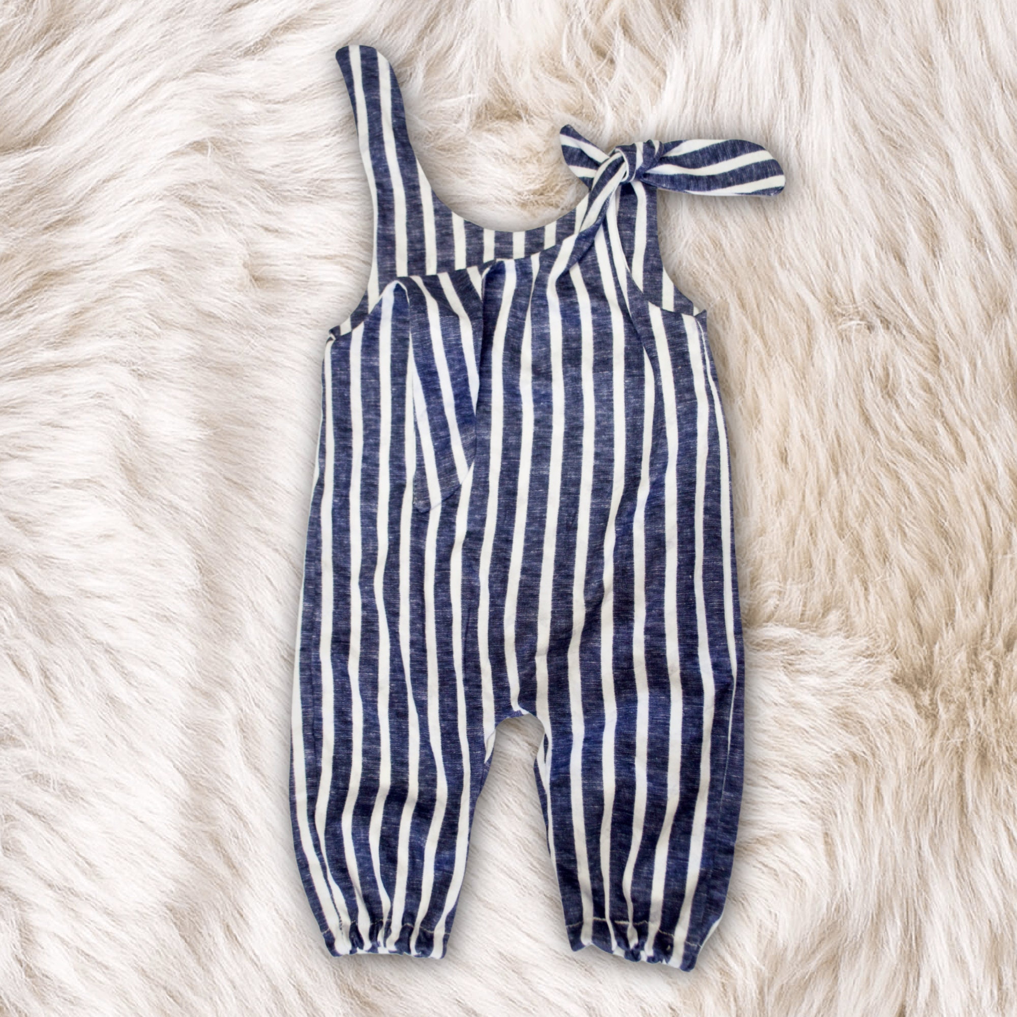 Navy Blue and White Stripes Baby Tie Romper Minimalist Harem | Etsy