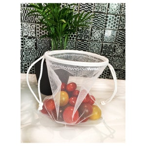 Set of 3 Reusable Eco Mesh Produce Bag size S,Produce bags for Grocery and Storage,Farmer&#39;s market Bag,Sustainable Eco Bag