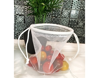 Set of 3 Reusable Eco Mesh Produce Bag size S,Produce bags for Grocery and Storage,Farmer's market Bag,Sustainable Eco Bag