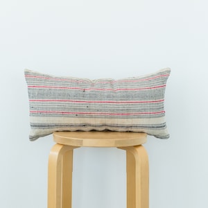 Hmong Hill Tribe Textile / Lumbar Throw pillow / Stripe pillow / Vintage Hmong Pillow