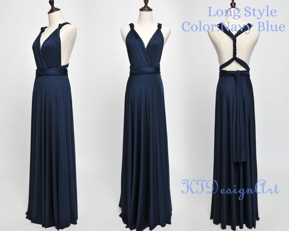 navy blue wrap bridesmaid dress