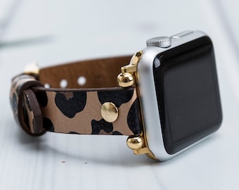 Correa de Apple Watch de cuero con estampado de leopardo 38 40 41 42 44 45 49 mm, pulsera Beady Strap iWatch Woman, Serie Ultra 2, 9 8 7 6 5 4 3 2 1 & SE