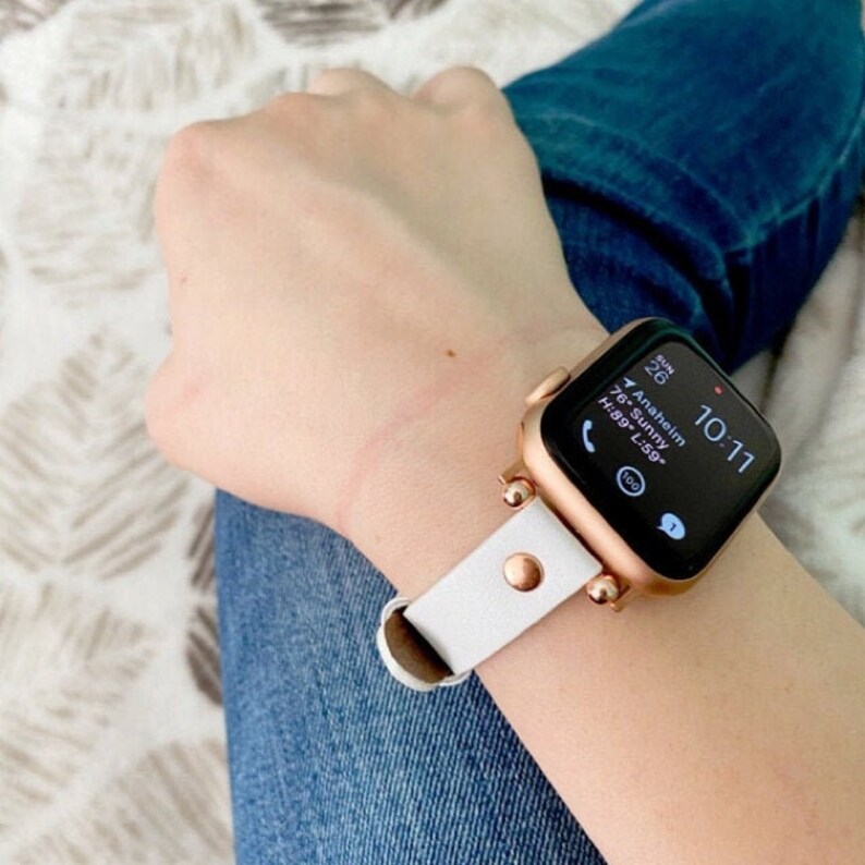 silver apple watch white band